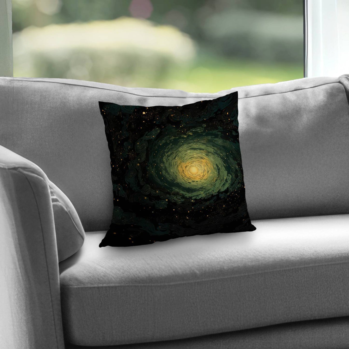 Swirling Gases Black Poly Twill Throw Pillow | Home Decor Insert