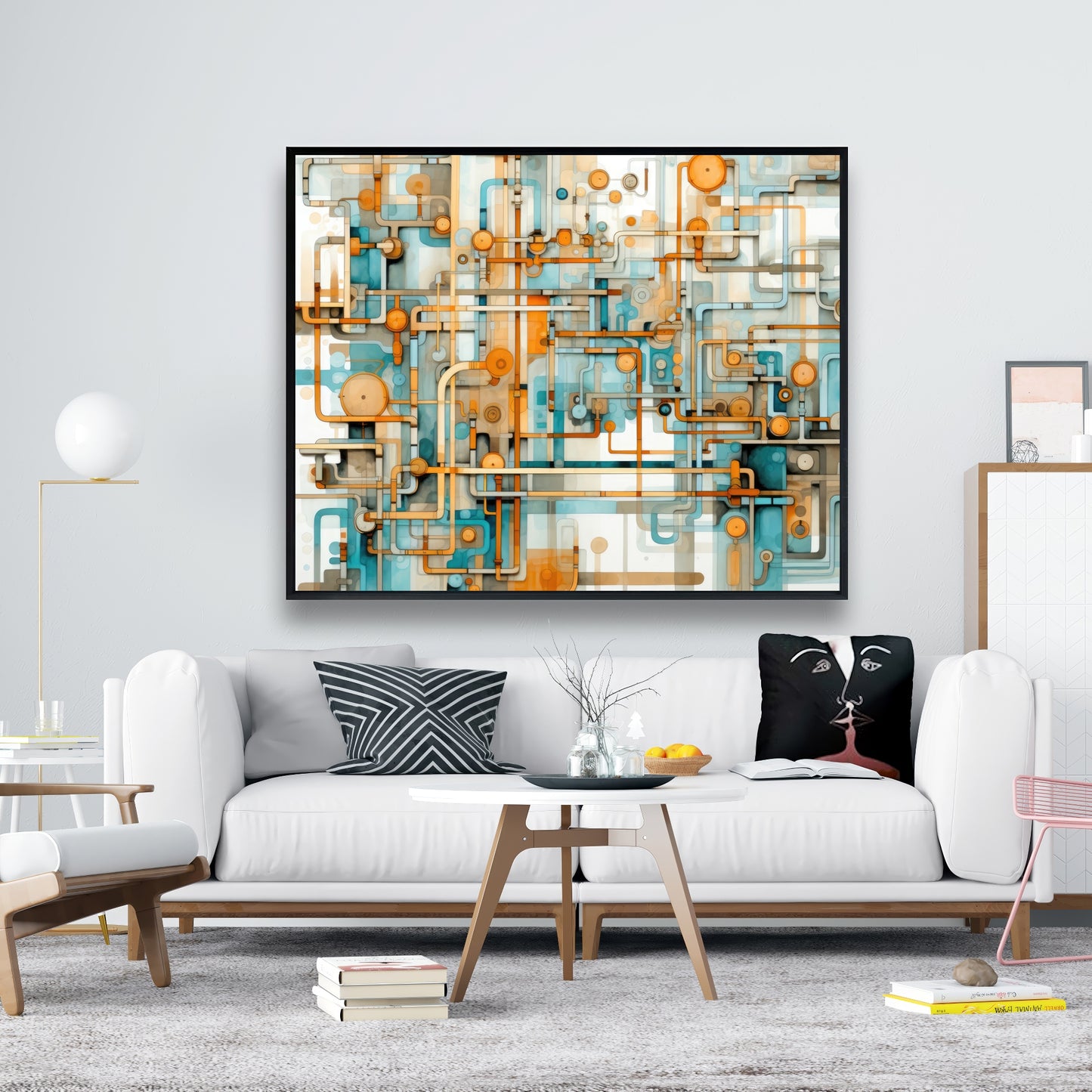 Like clockwork - Orange Framed Canvas for Home Decor