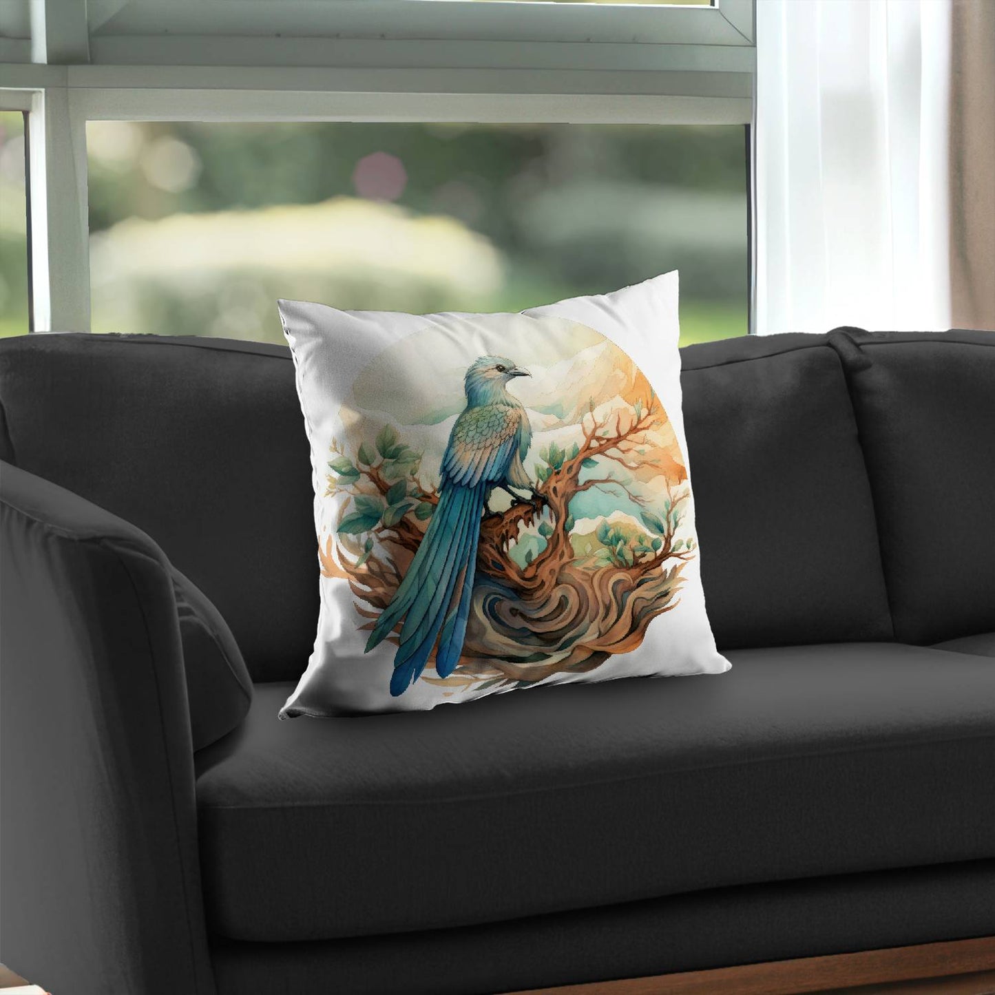 Perched Orange Poly Twill Throw Pillow Insert for Home Decor