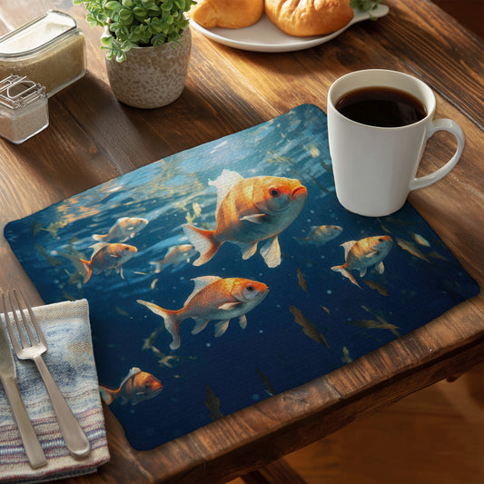 Free flow Blue Braided Polyester Placemat for Home Decor