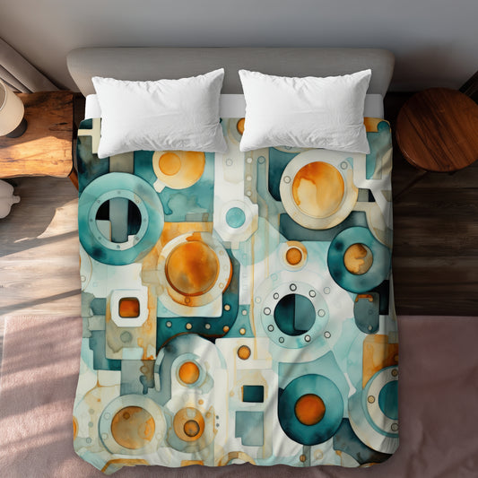 Decomposed Porthole Gold Duvet Cover | Home Decor Accent