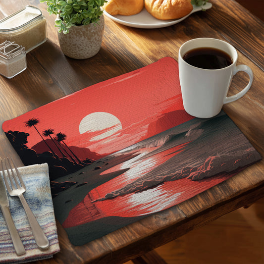 Blood Sun - Gray Braided Polyester Placemat for Home Decor