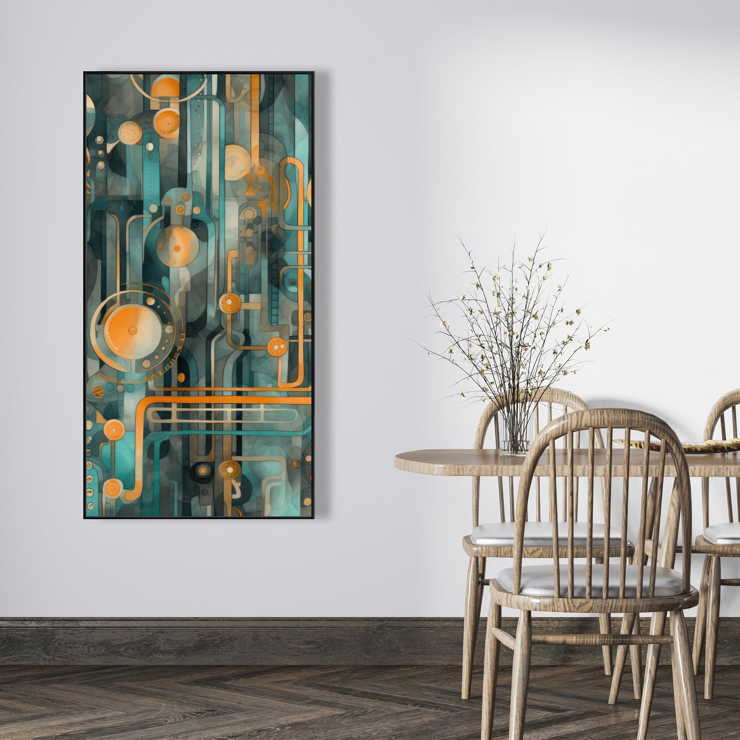 Astrological machinery - Framed Canvas - Print on demand