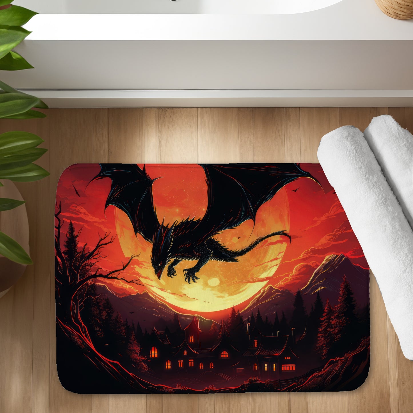 The dragon's wrath - 17"x24" Bath mat