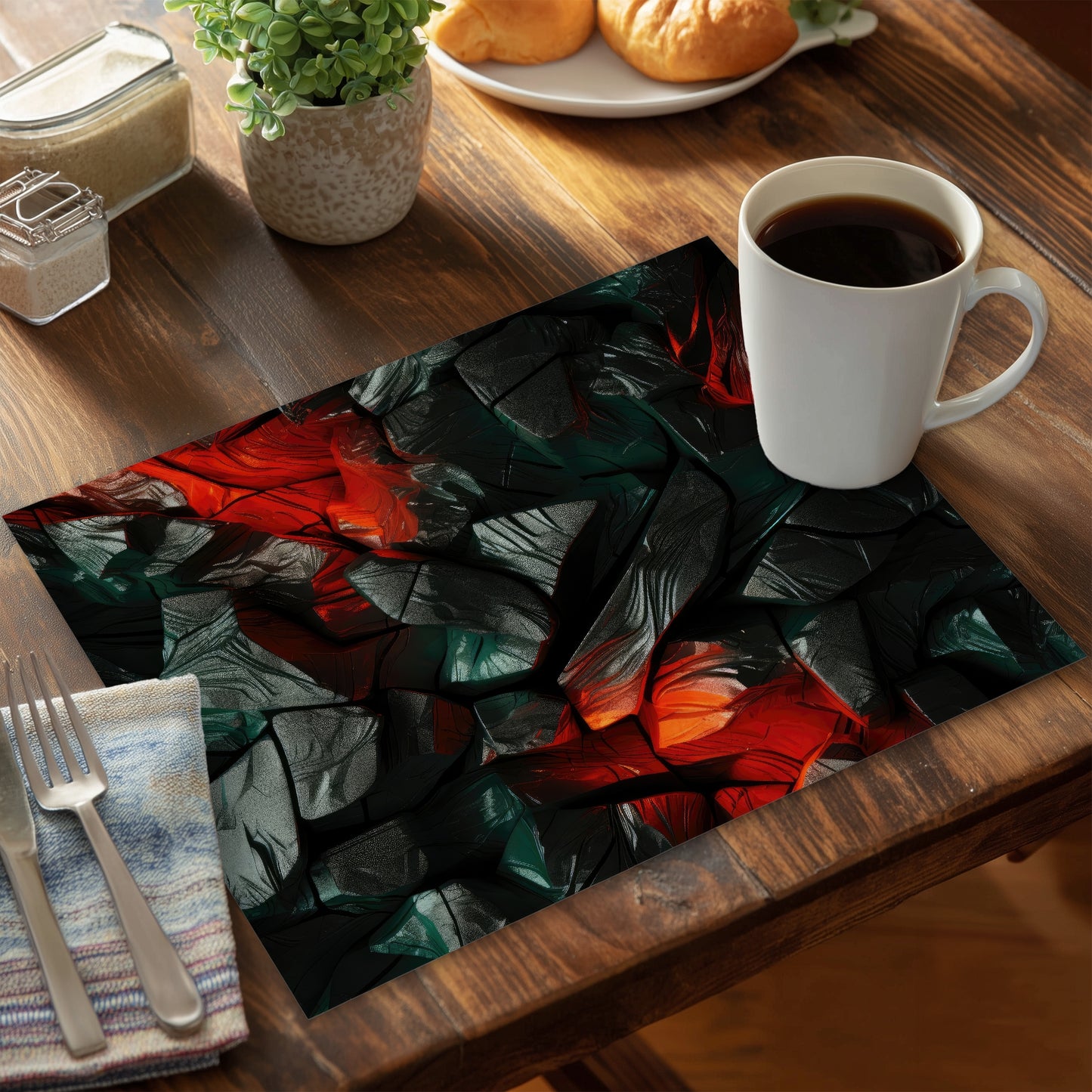 Hiding Under Green Polyester Placemat for Home Decor | Stylish