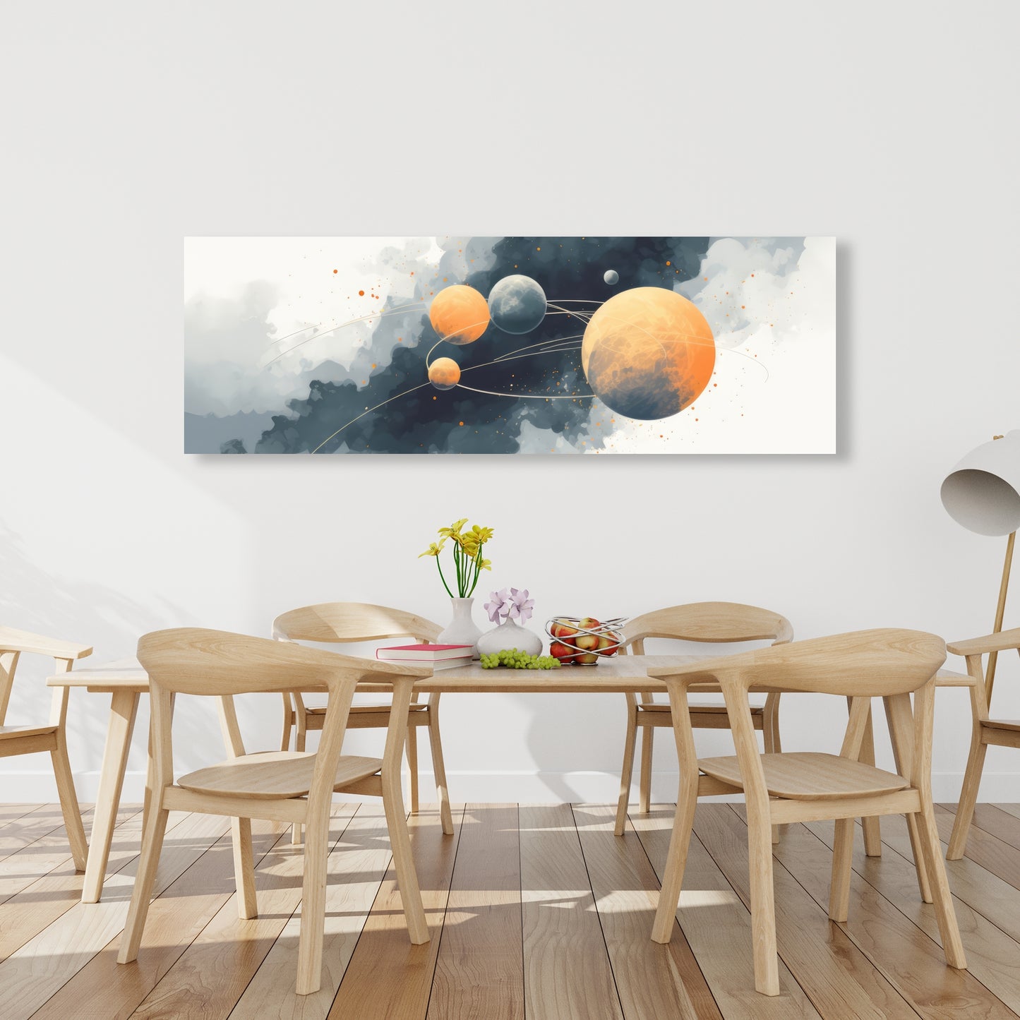 Circle of Planets - White Canvas Home Decor Wall Art