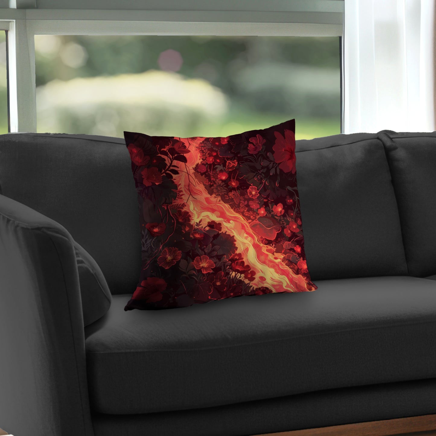 Seering Flowerbed Black Poly Twill Throw Pillow Insert | Home Decor