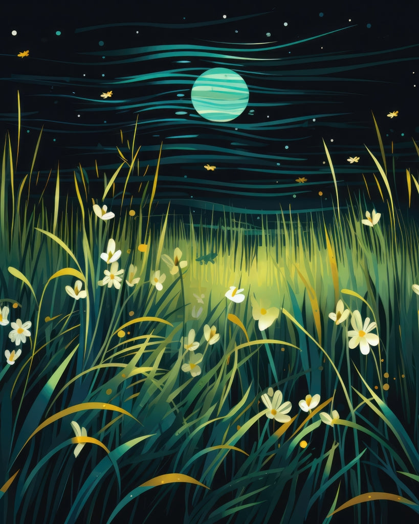 Windy night - Framed Canvas - Print on demand