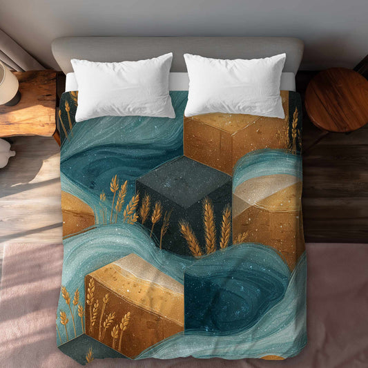 Housse de Couette Golden Harvest Flow | Décoration Élégante pour la Maison