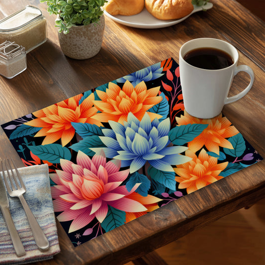 Color Bouquet Turquoise Polyester Placemat | Home Decor
