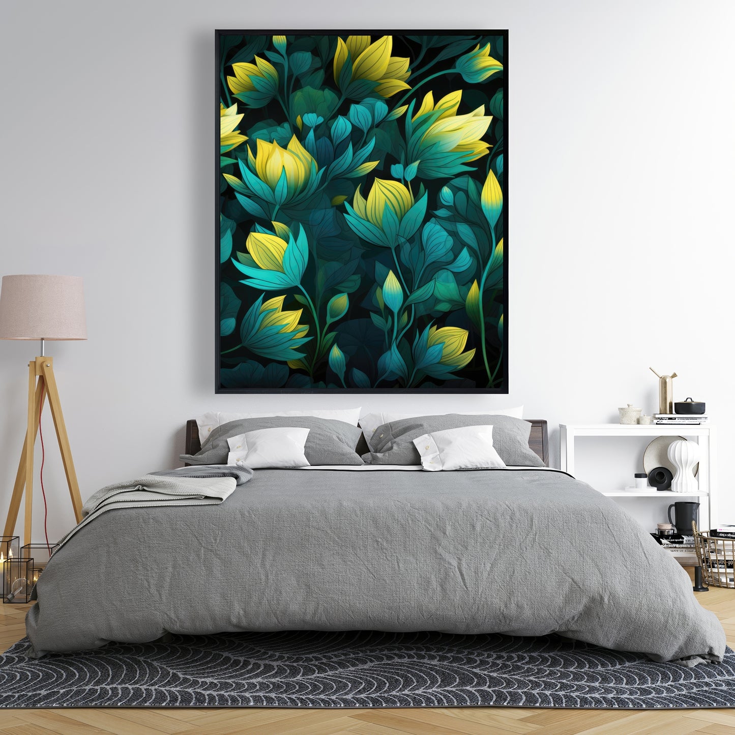 Intense Bloom - Yellow Framed Canvas for Home Decor