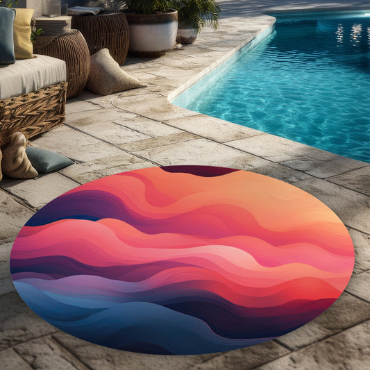 Ethereal Smoke - Gray Round Outdoor Area Rug for Home Decor