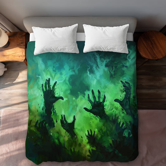 Hands of Despair Green Duvet Cover | Chic Home Decor
