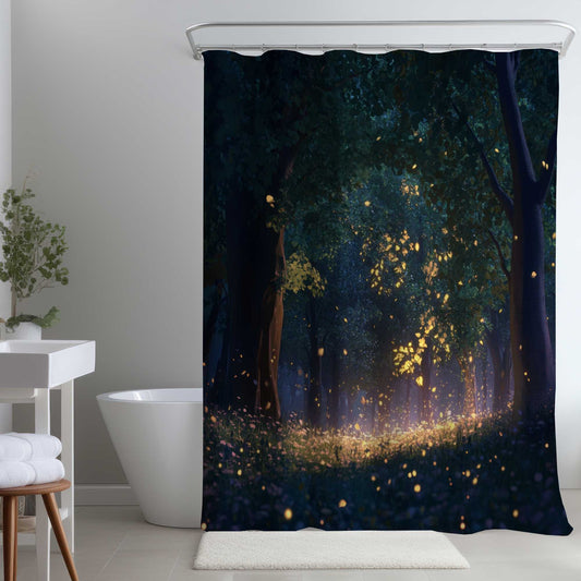 Rideau de douche Feuilles Lumineuses - Accent décoratif élégant pour la maison