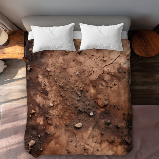 Housse de couette grise à motif boue et pierres - Décoration d'intérieur élégante