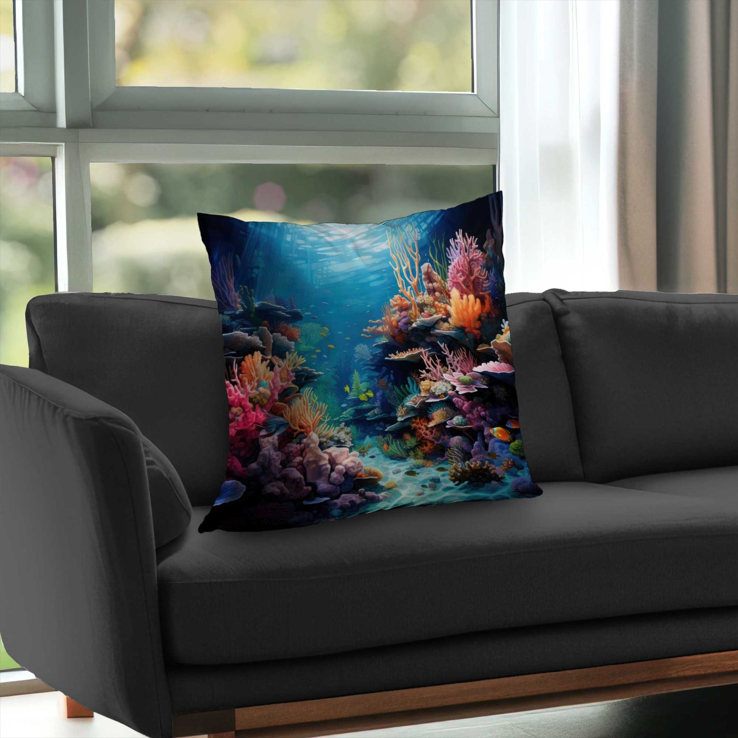 Coral Poly Twill Throw Pillow - Stylish Home Decor Accent
