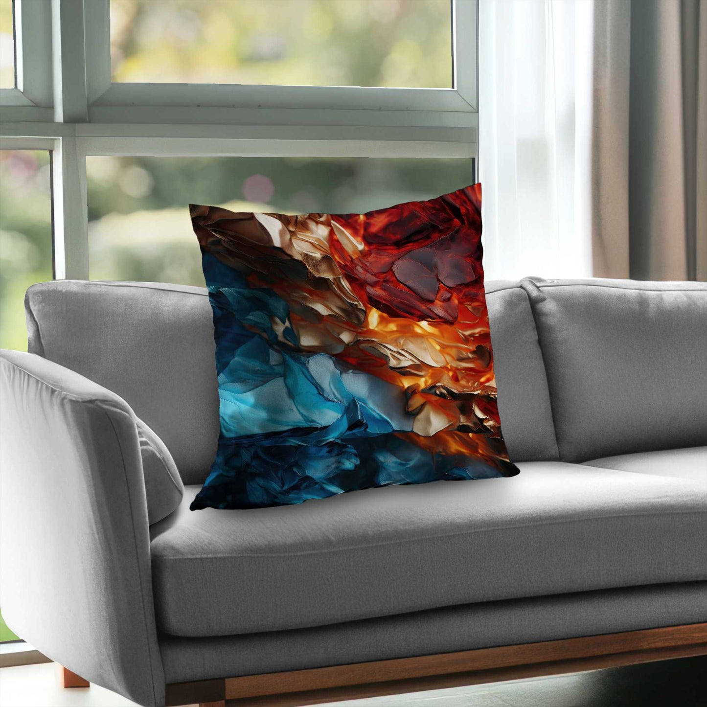 Coussin décoratif en sergé de polyester à contraste minéral - Accessoire de décoration intérieure