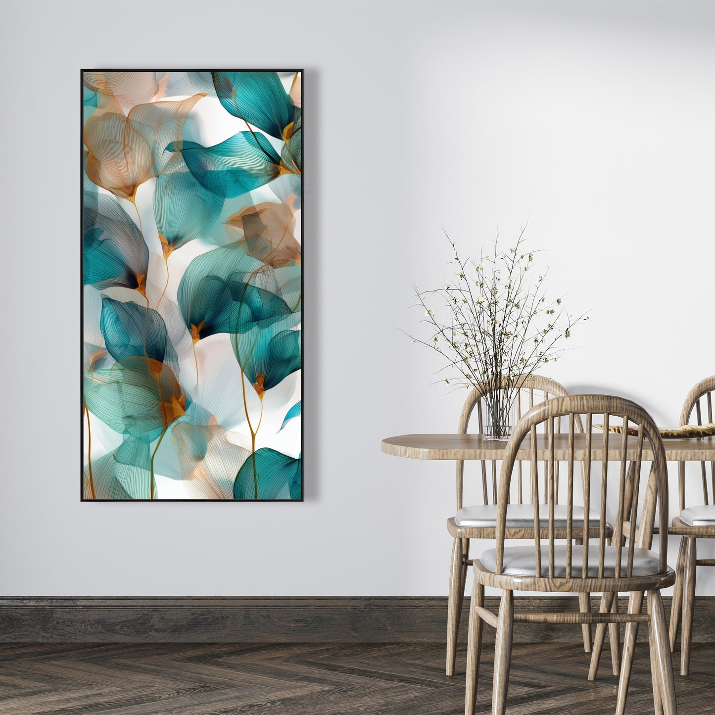 Teal and Brown Turquoise Framed Canvas for Home Decor