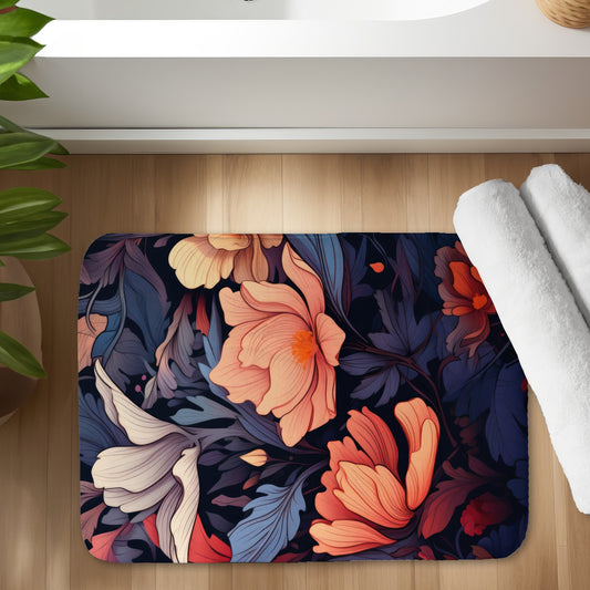 Blooming Uninterrupted Orange Bath Mat | Home Decor Essentials