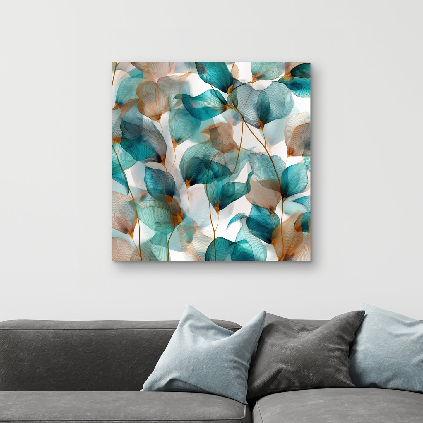 Teal and brown - 32"x32" Canvas