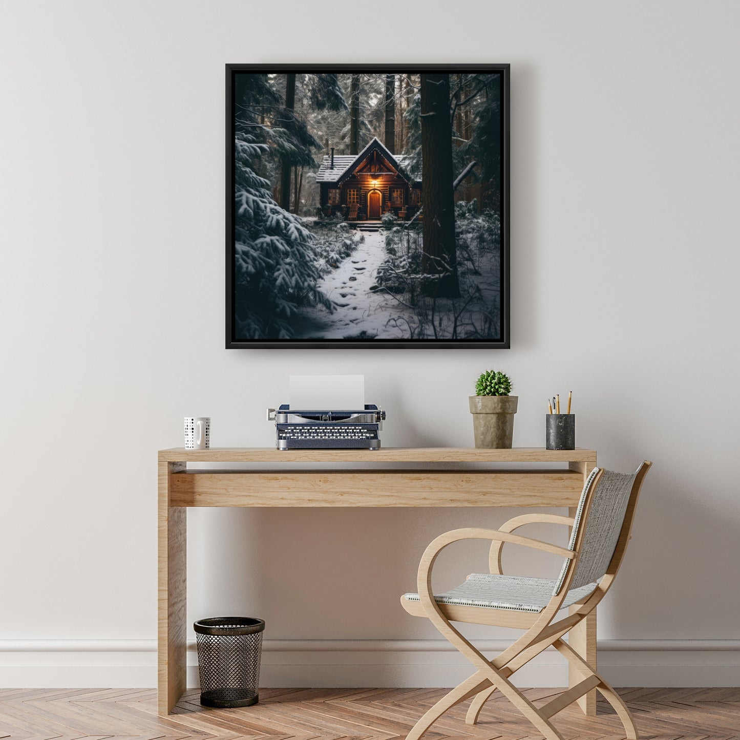 The lone cabin - 36"x36" Framed canvas