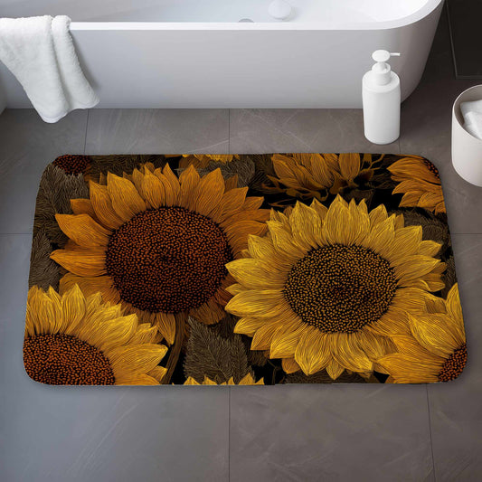 Golden Glow Blooms Bath Mat | Stylish Home Decor Accent