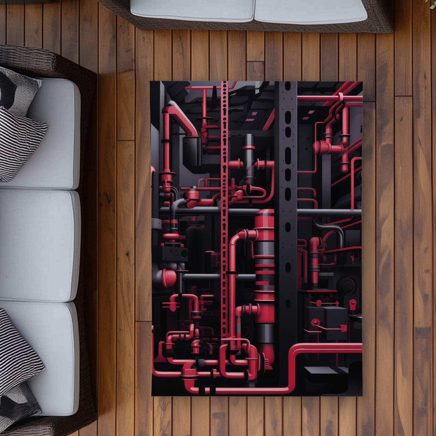 Machinery Black Outdoor Area Rug | Stylish Home Decor