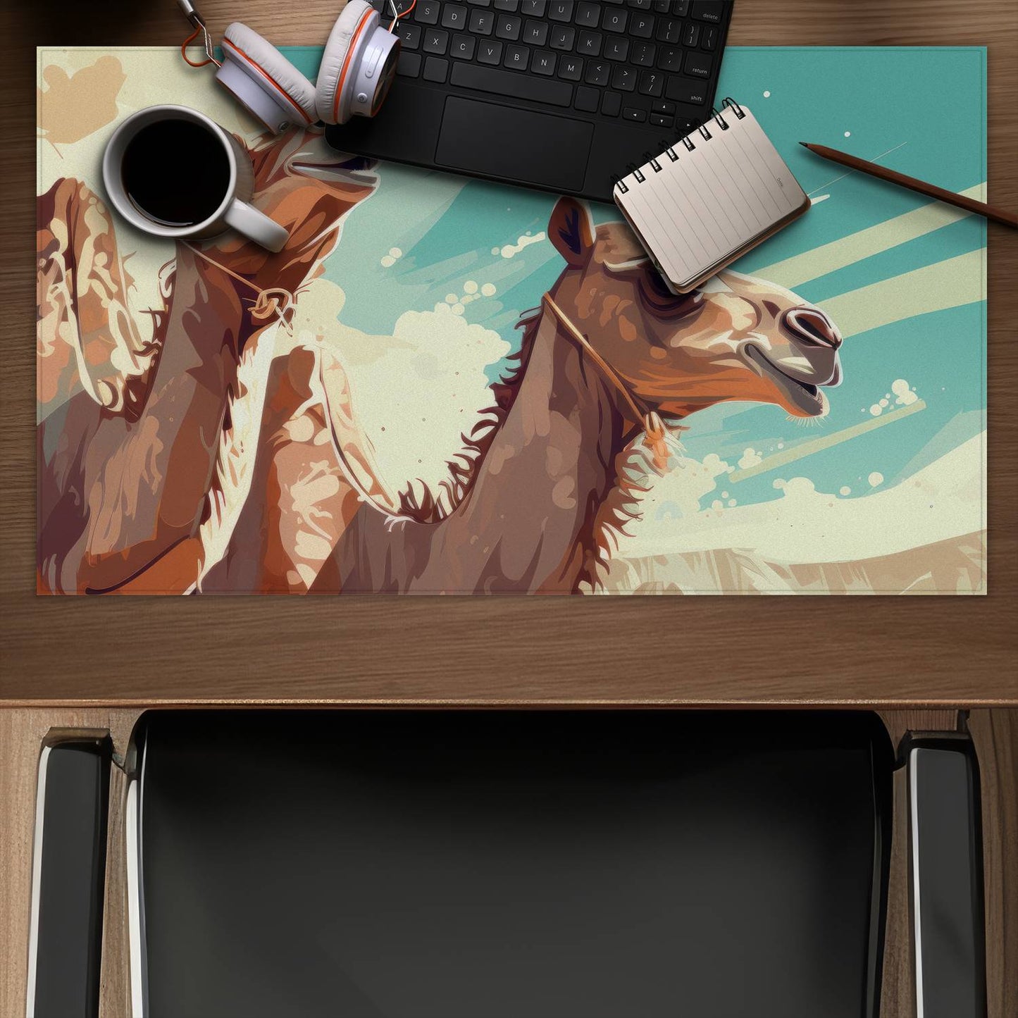 Two camels - Desk mat - Print on demand
