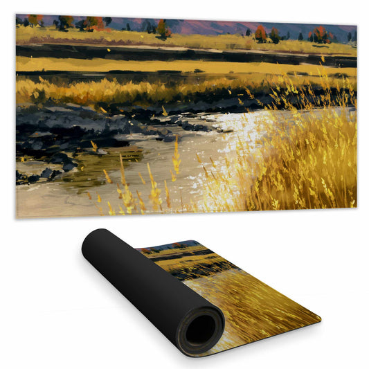 Golden Stream Glow Desk Mat | Elegant Home Decor Accessory
