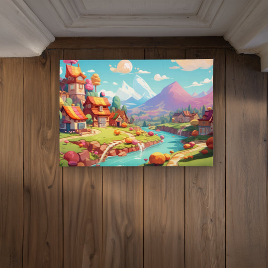 Sweet Town Purple Indoor Outdoor Door Mat | Home Decor