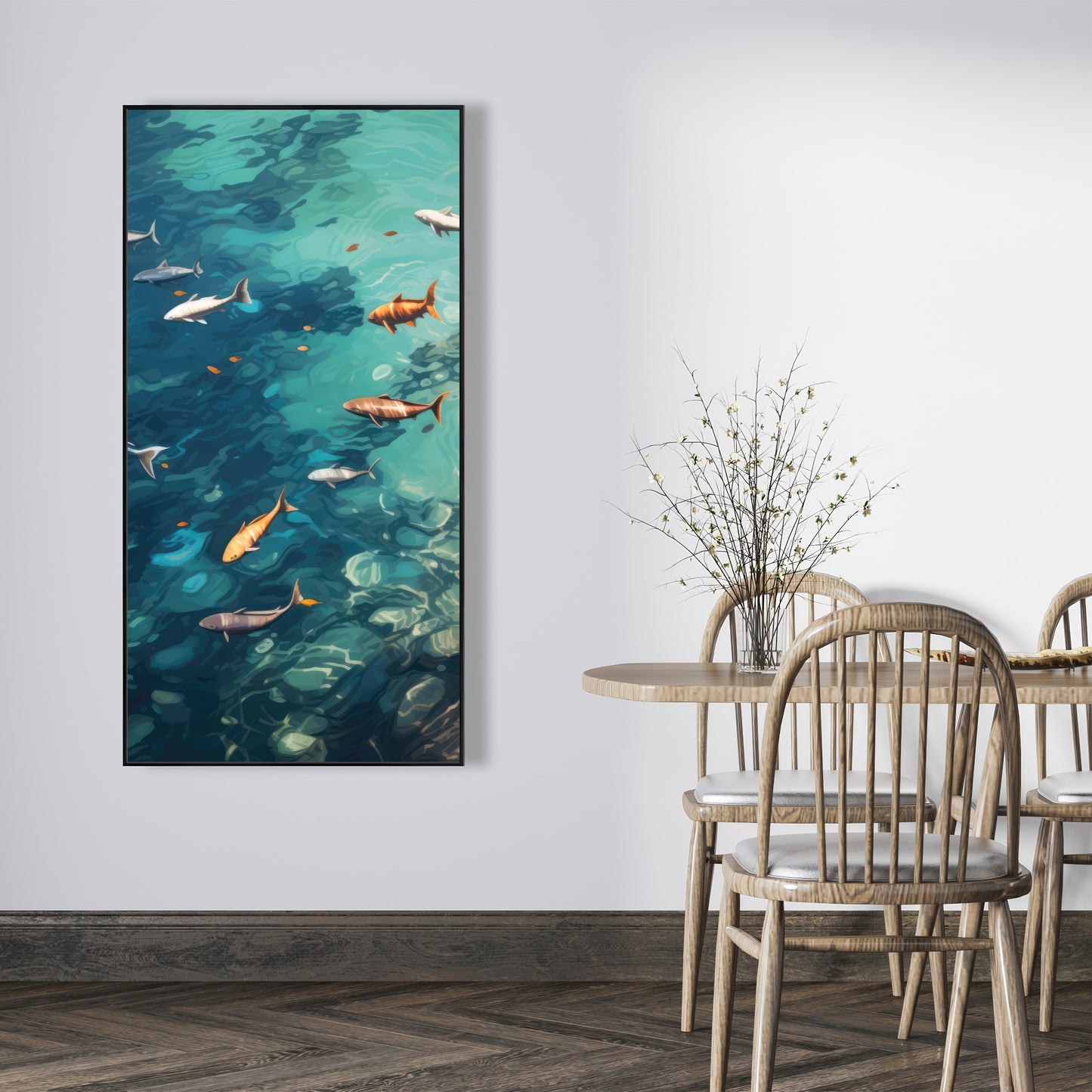 Swim ahead - 36"x36" Framed canvas