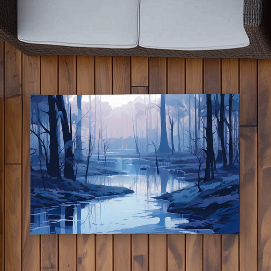 Cold and Muddy Blue Outdoor Area Rug for Home Decor