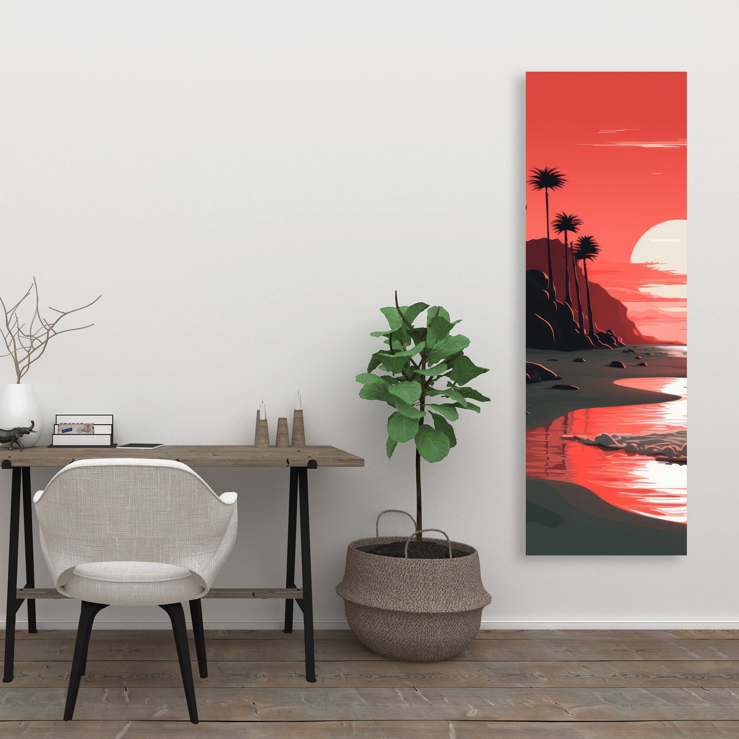 Blood Sun - Gray Canvas Art for Modern Home Decor