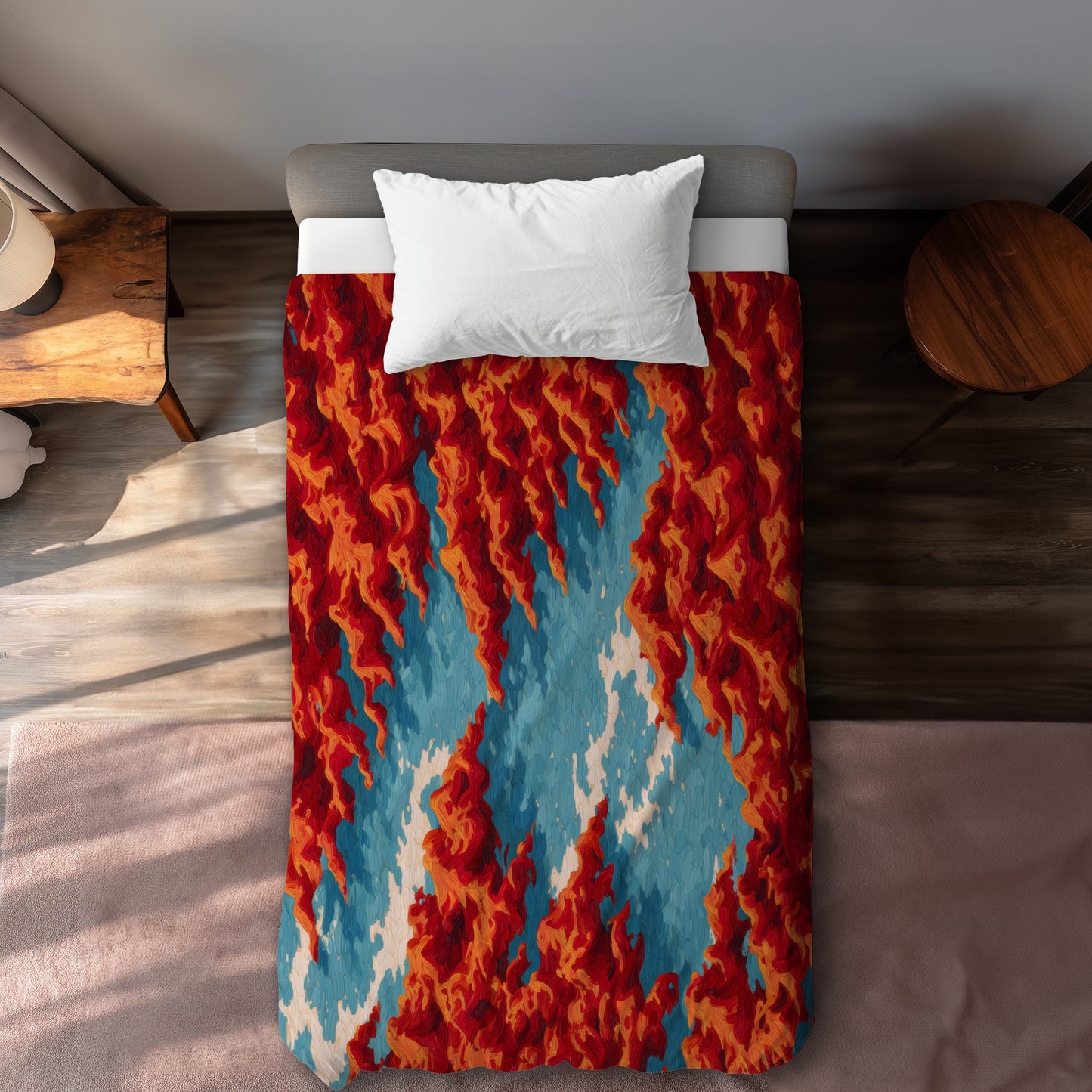 Red Mounds - White Duvet Cover for Elegant Home Decor