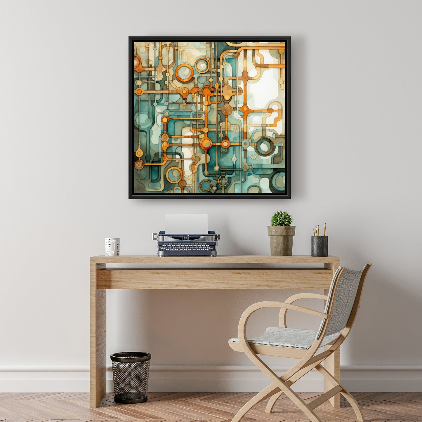 Turns and Bends - Turquoise Framed Canvas for Home Decor