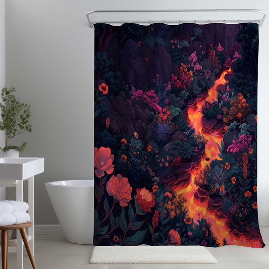 Rideau de douche « Lave en fusion » | Décoration audacieuse pour votre intérieur