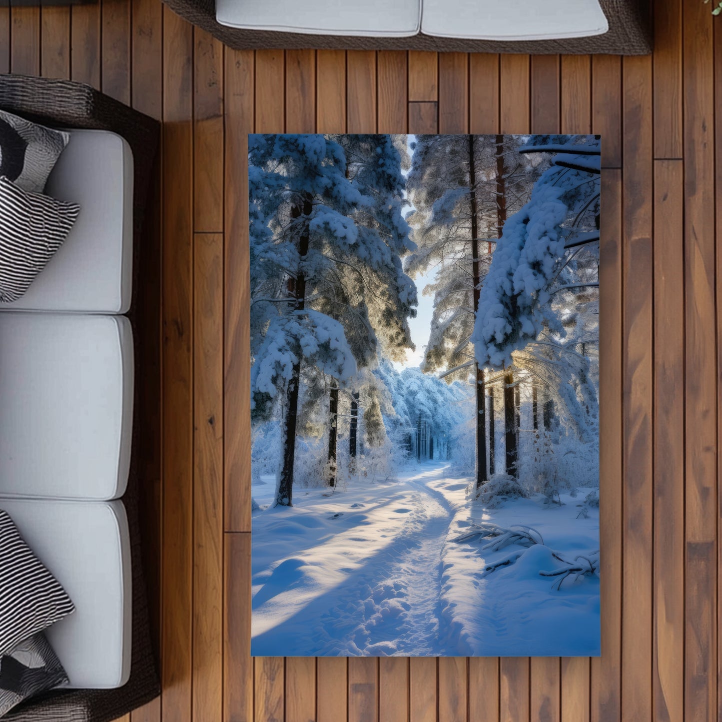 Snowy Path Brown Outdoor Area Rug | Home Decor Essentials