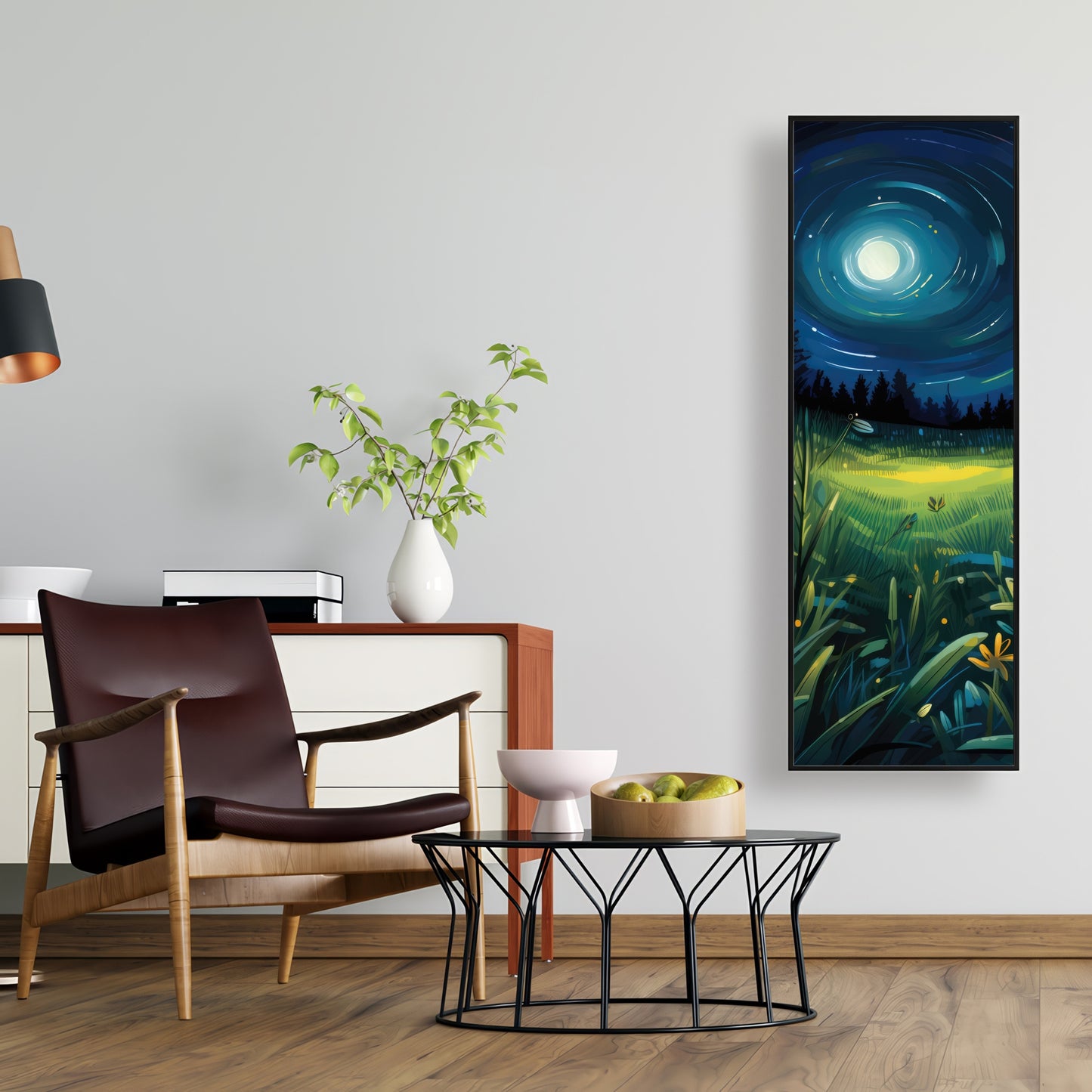 Between grass blades - Framed Canvas - Print on demand