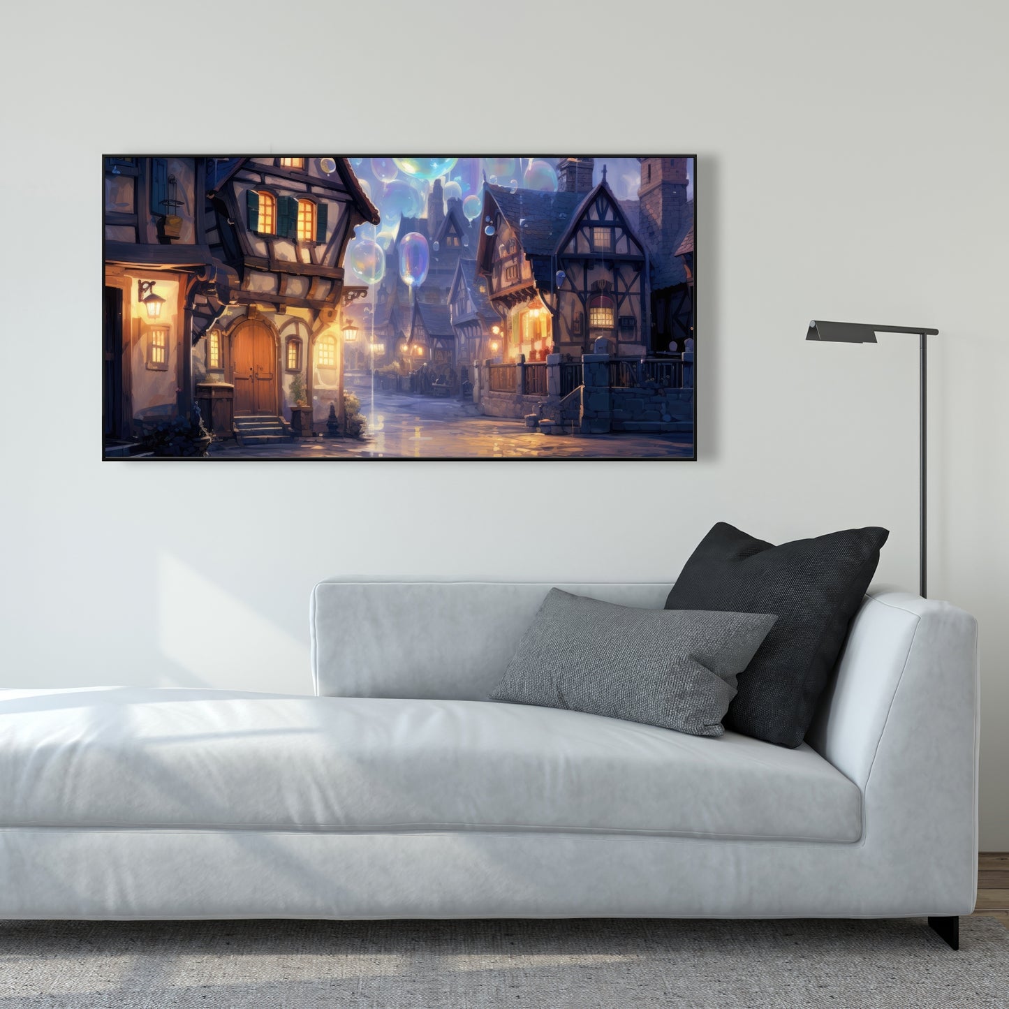 Bloopy town - 36"x36" Framed canvas
