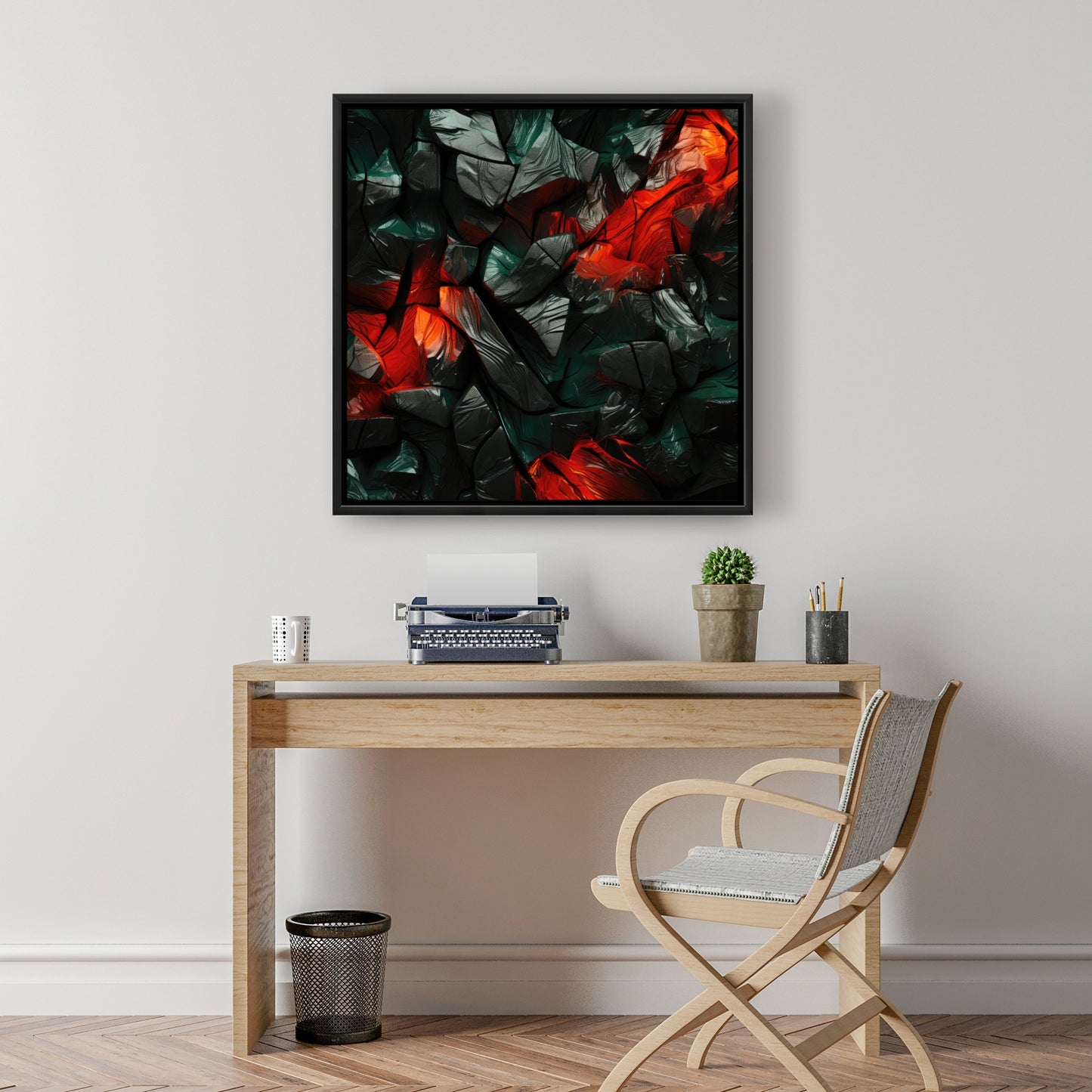 Hiding Under - Red Framed Canvas for Home Decor | Stylish Art