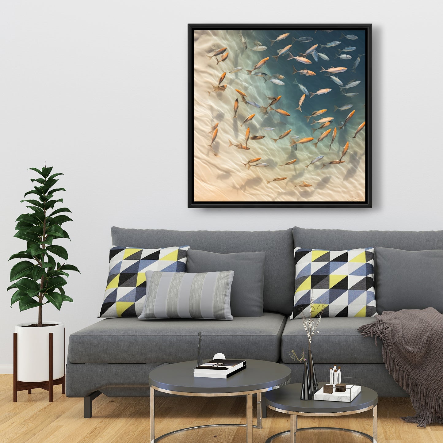 Away from the sand - Framed Canvas - Print on demand