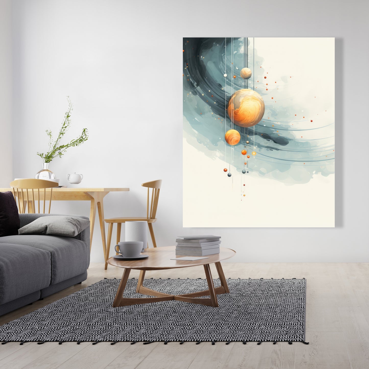 Hanging Planets - Blue Canvas Art for Home Decor | Unique Wall Art