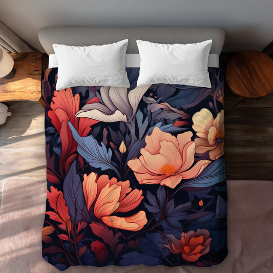Blooming Uninterrupted Orange Duvet Cover | Home Decor Essentials