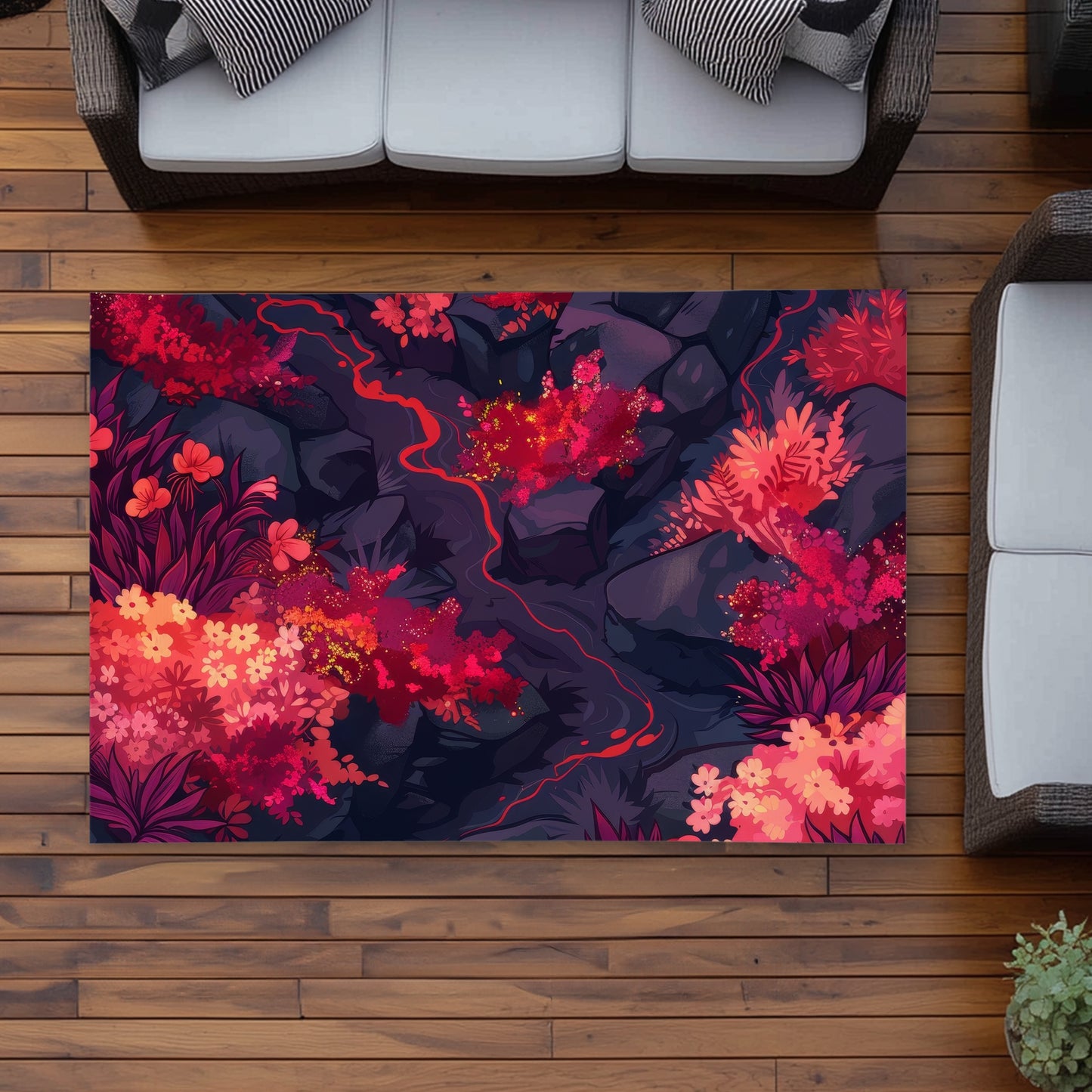 Burning Plants Purple Outdoor Area Rug | Home Decor Essentials