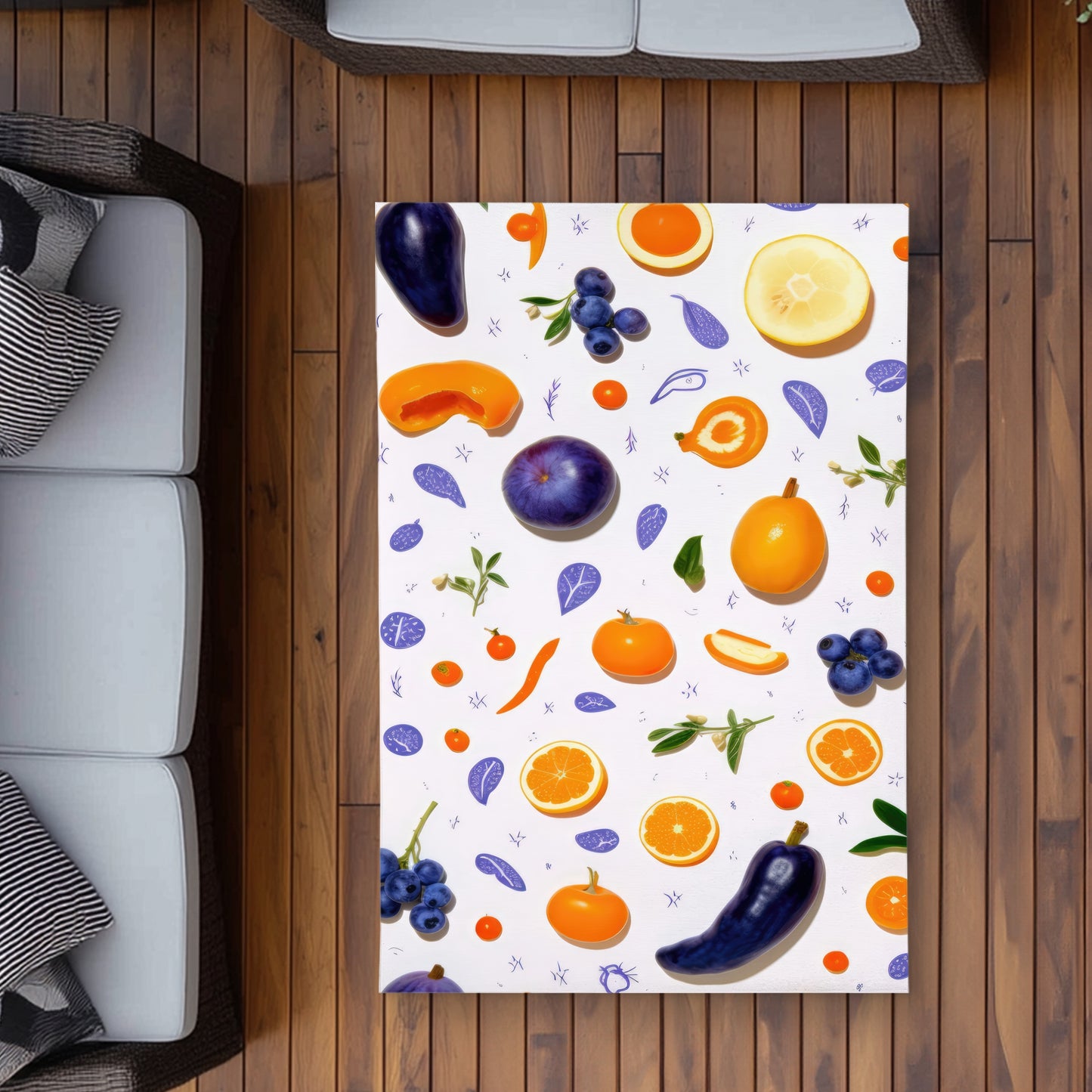 Orange and Purple Outdoor Area Rug - White Home Decor Accent