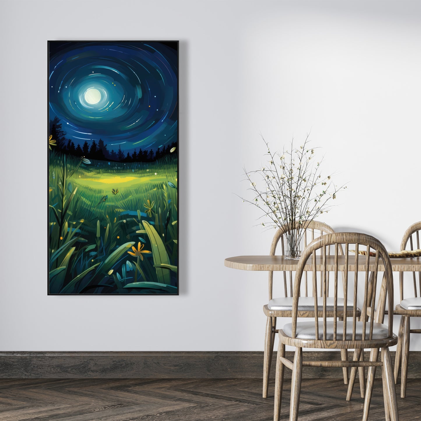 Between grass blades - Framed Canvas - Print on demand