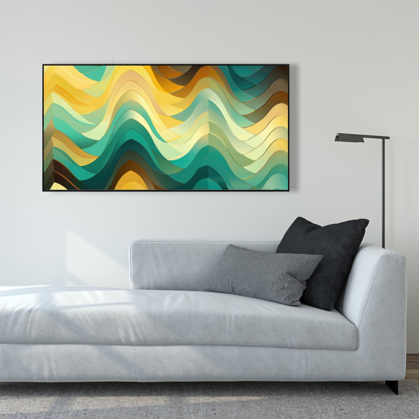 Jagged Luxury - Yellow Framed Canvas for Home Decor