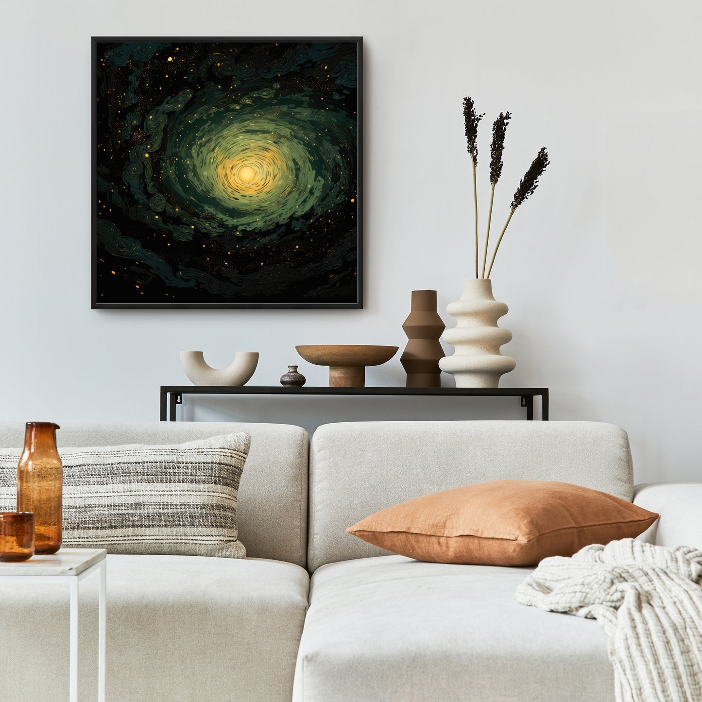Swirling gases - Black framed canvas for home decor elegance