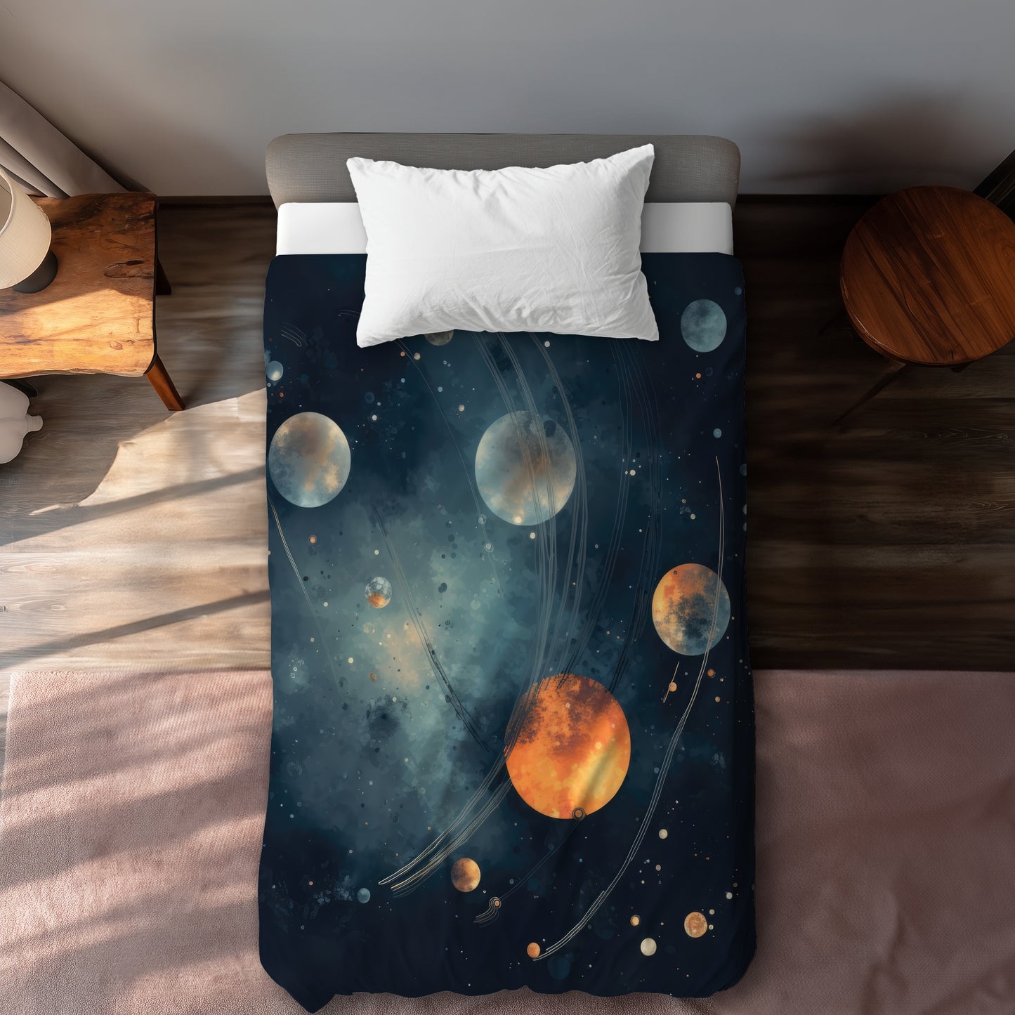 Deep Exploration Orange Duvet Cover | Stylish Home Decor
