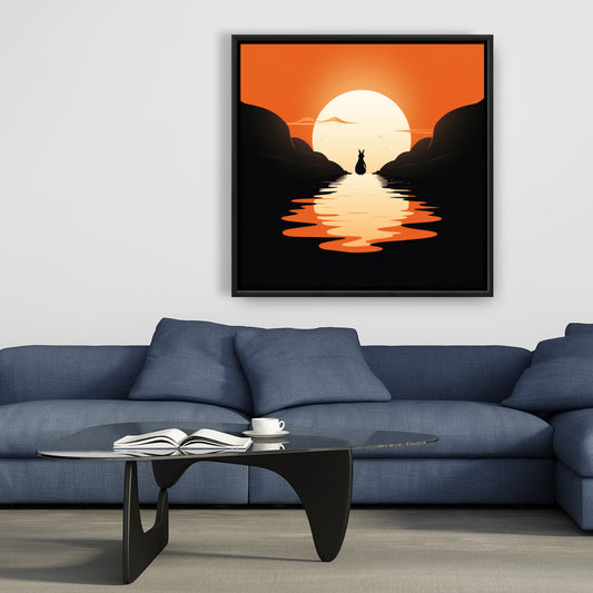 Running away - Orange Framed Canvas for Home Decor